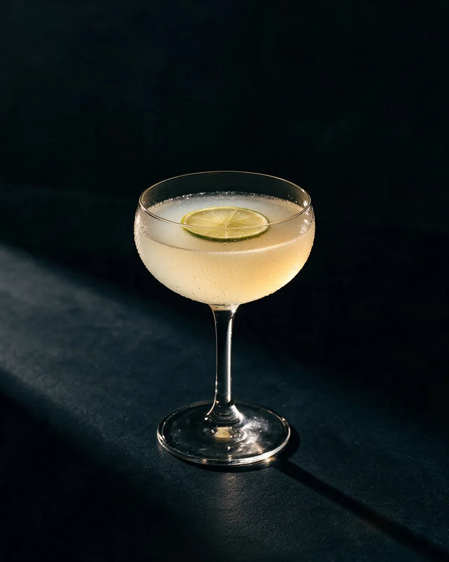 Daiquiri i coupeglas med tunn limeskiva