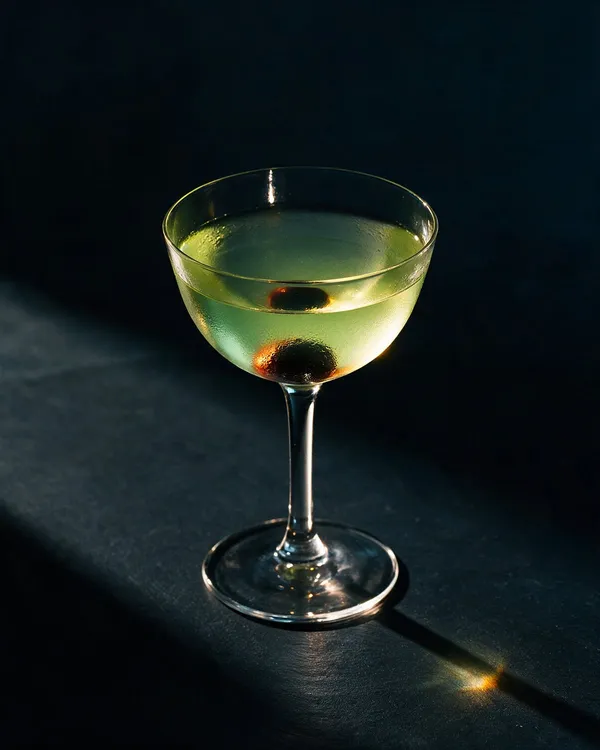 Blekgrön Last Word i coupeglas på mörk bardisk