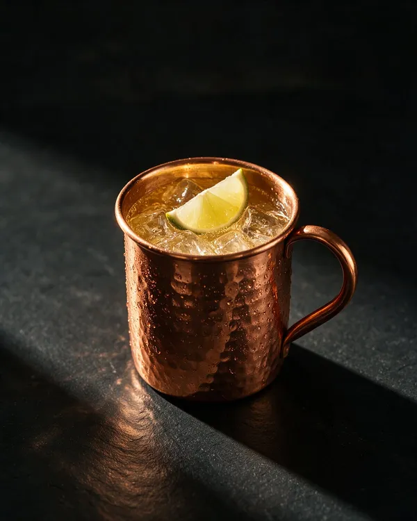 Moscow Mule i kopparmugg med is och lime