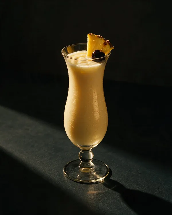 Krämig Piña Colada i högt glas med ananasbit