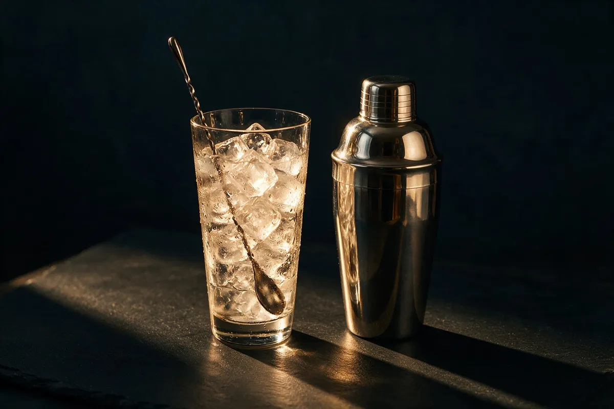 Shaker och rörglas med barsked på en bardisk